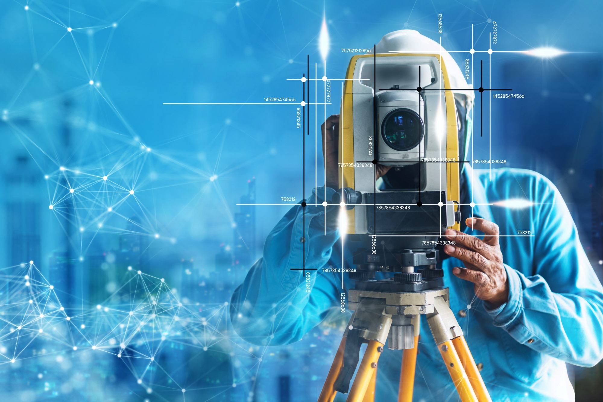 Land surveying equipment set up in an open Utah landscape