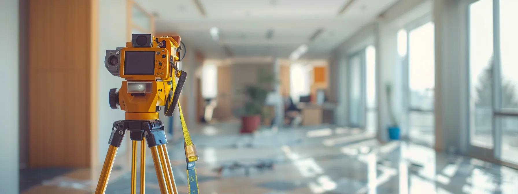 a professional land surveyor, equipped with high-precision gps devices and boundary markers, meticulously maps out a vacant urban property in a modern office setting, highlighting the importance of accurate measurements for real estate transactions.
