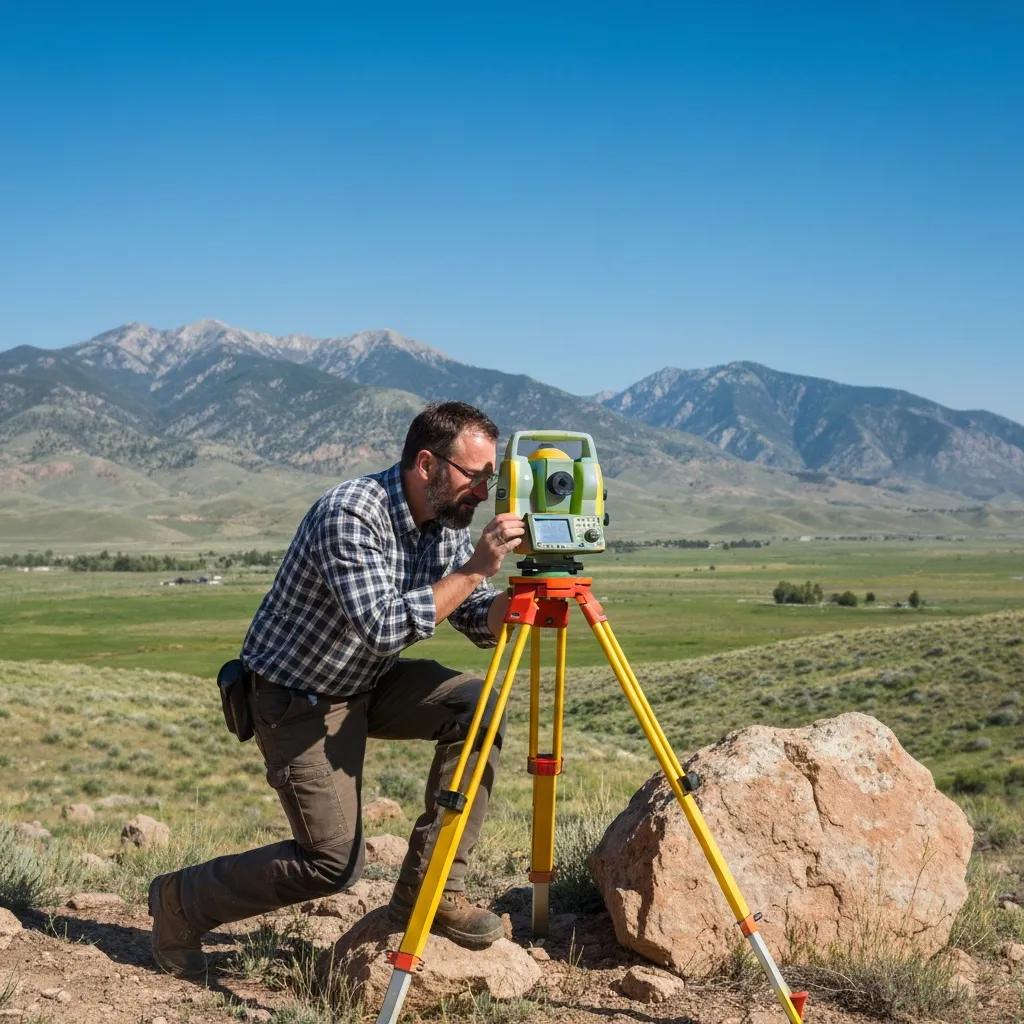Survey plat and field tools showing common components of a property survey