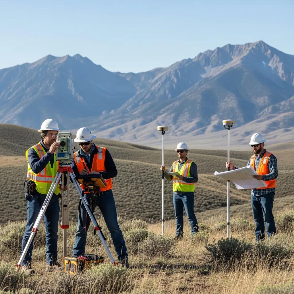 Survey team from Ludlow Engineers conducting field work in Rocky Ridge, Utah