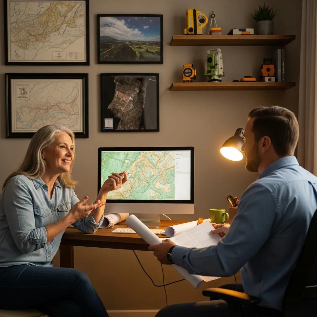 Client meeting with a Ludlow Engineers surveyor to review survey results