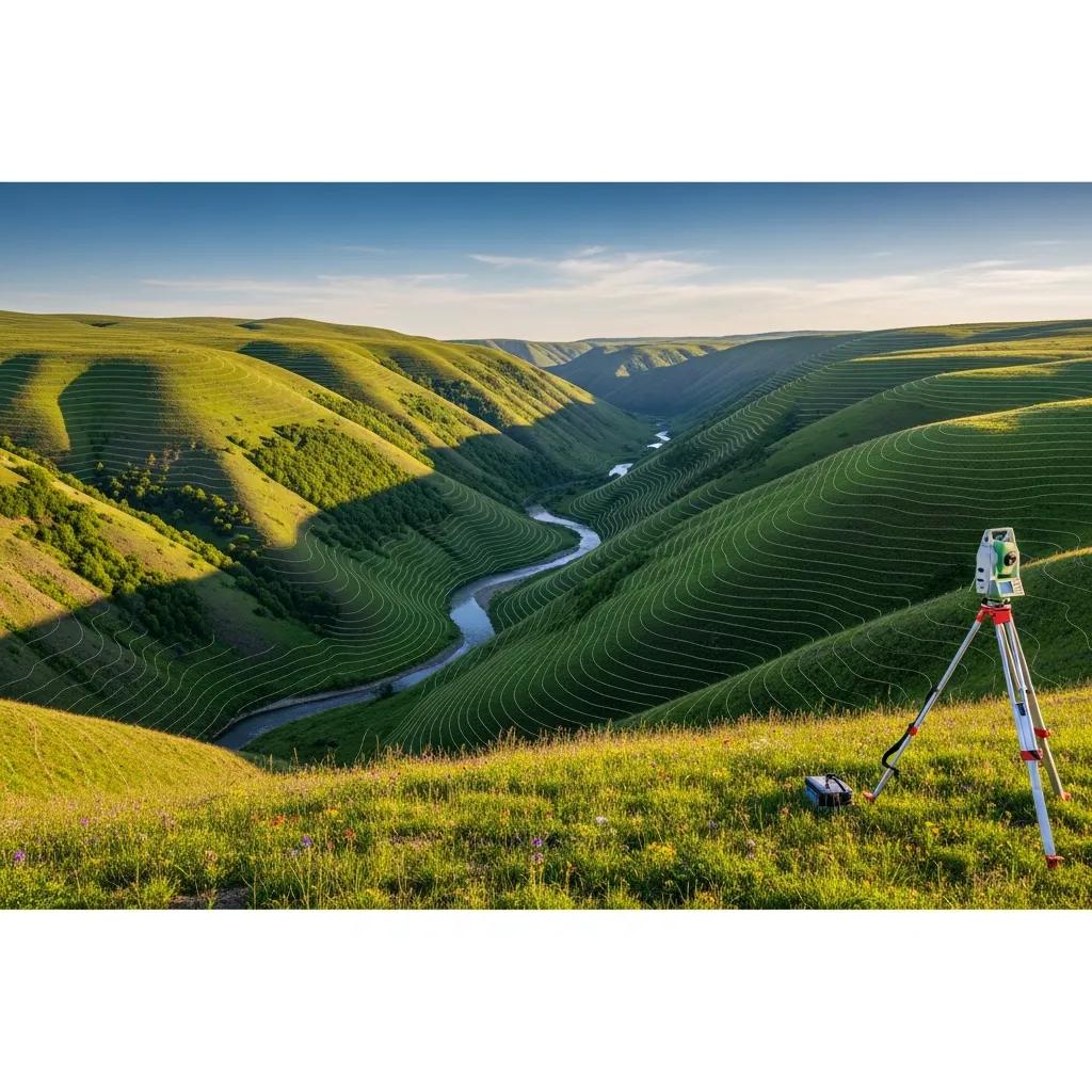 Scenic landscape illustrating varied topography for topographic surveys