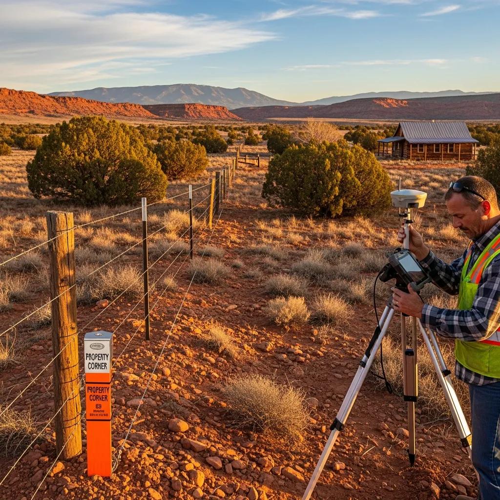 Boundary surveyor measuring property lines in Utah landscape
