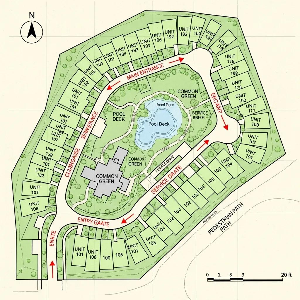 Close-up of a plat map highlighting essential elements for condominium subdivision