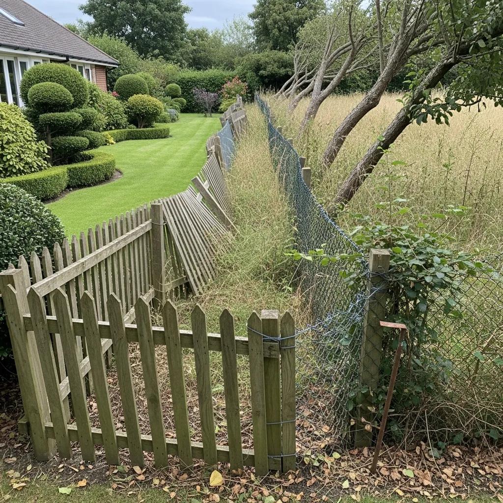 Misaligned fence line between neighboring properties in Utah