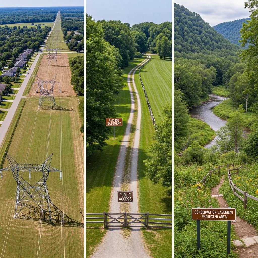 Visual representation of utility, access, and conservation easements in a property context