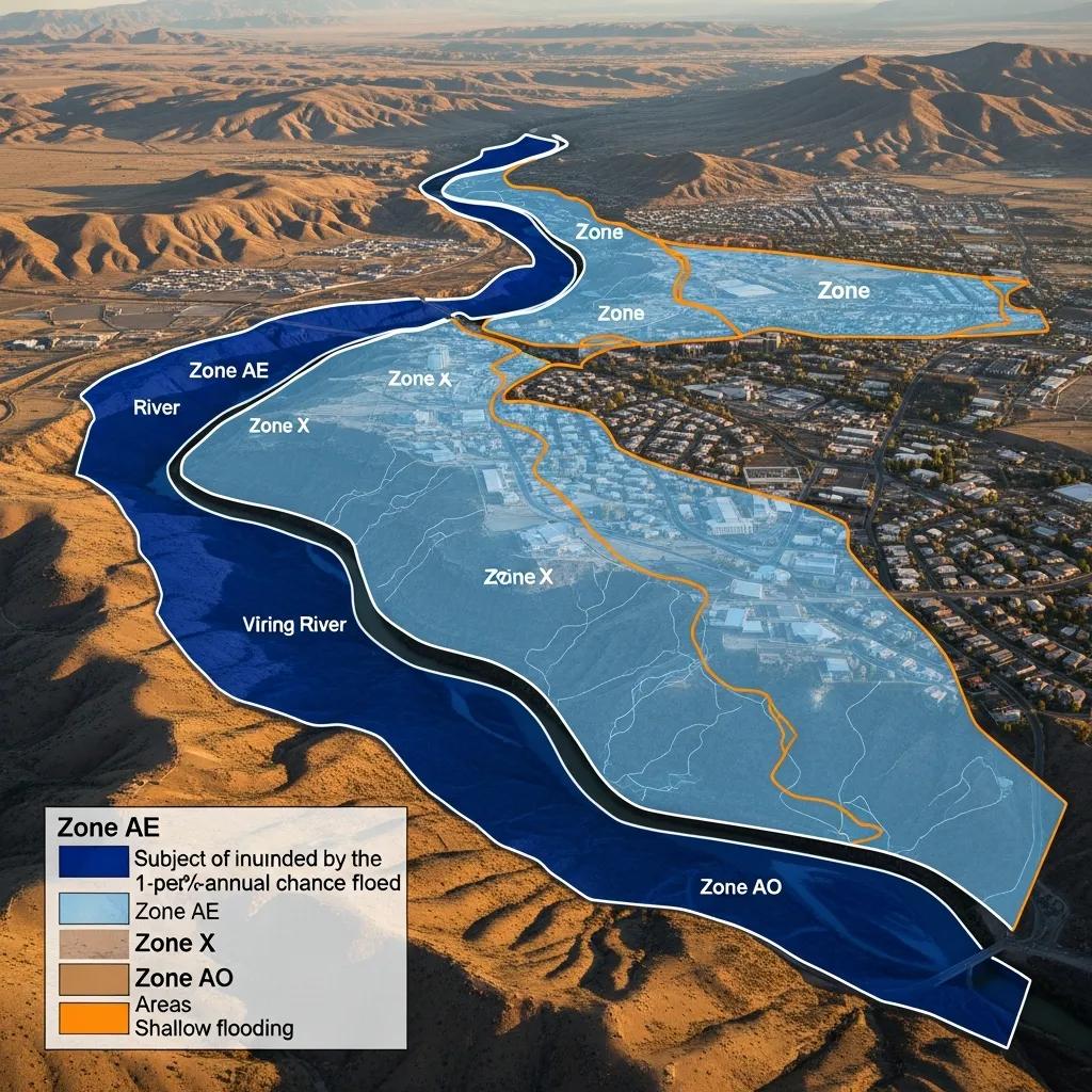 Aerial view of Utah with flood zone mapping overlays