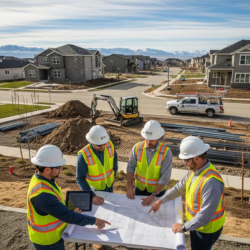 Civil engineers collaborating on a residential subdivision project in Utah